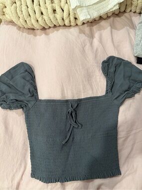 Wilfred Slate Blue Smocked Top